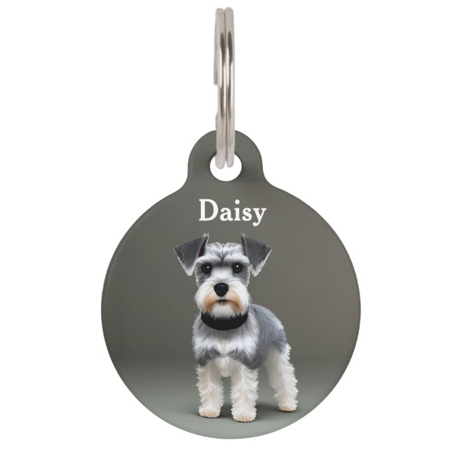 Placa Para Mascotas Personalización de Schnauzer en miniatura (Anverso)