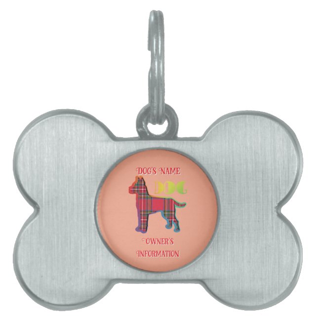 Placa Para Mascotas Personalización del hueso de perro de pago rojo (Frente)