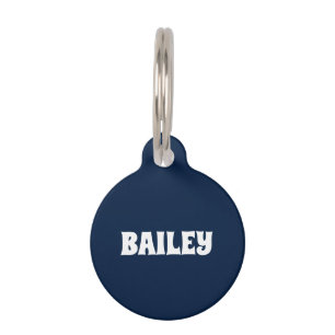 Placa Para Mascotas Personalizado blanco azul marino blanco lindo gato