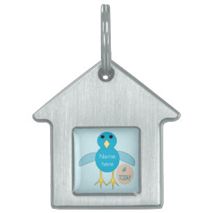 Placa Para Mascotas Personalizado Blue Birthday Boy Chick Pet Tag