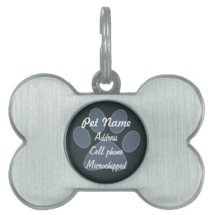 Placa Para Mascotas Personalizado Blue Paw Print Pet Tag