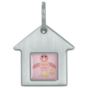Placa Para Mascotas Personalizado Chica de cumpleaños rosado Etiqueta