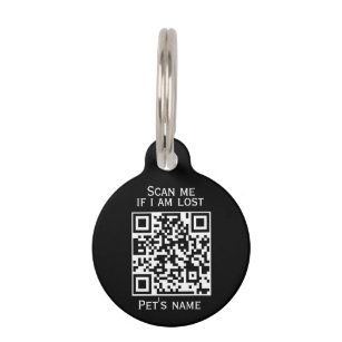 Placa Para Mascotas Personalizado código qr collar de perro negro Redo