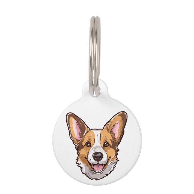 Placa Para Mascotas Personalizado Corgi Welsh Corgi Generativo | (Anverso)
