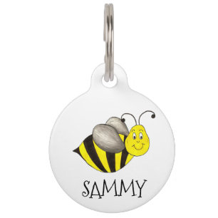 Placa Para Mascotas Personalizado Cute Amarillo Miel Abeja Bumblebee I