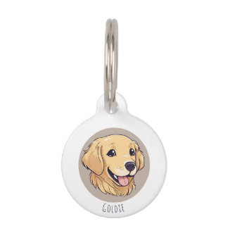 Placa Para Mascotas Personalizado Cute Golden Retriever