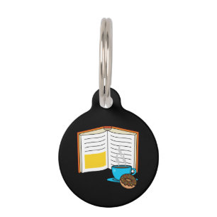 Placa Para Mascotas Personalizado de Café y Donut para Libros   Añadir