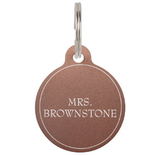 Placa Para Mascotas Personalizado de código QR en bronce falso Texto s