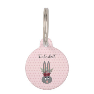Placa Para Mascotas Personalizado de conejito rosa de Rubor