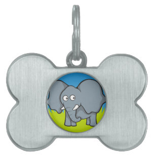 Placa Para Mascotas Personalizado de elefantes grises