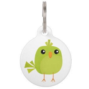 Placa Para Mascotas Personalizado de pájaro verde