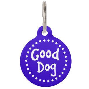 Placa Para Mascotas Personalizado de Perro bueno azul y blanco