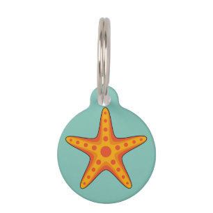 Placa Para Mascotas Personalizado de Starfish Naranja Cute Añadir no