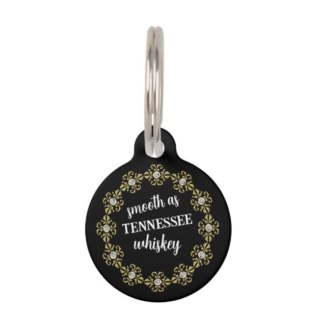 Placa Para Mascotas Personalizado de Whiskey negro personalizado (Anverso)