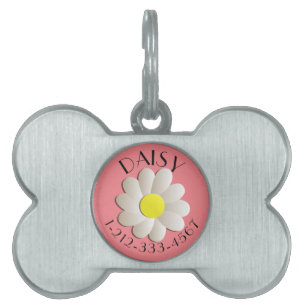 PLACA PARA MASCOTAS PERSONALIZADO DÍA FLORAL IDENTIFICACIÓN DE LA ETIQ