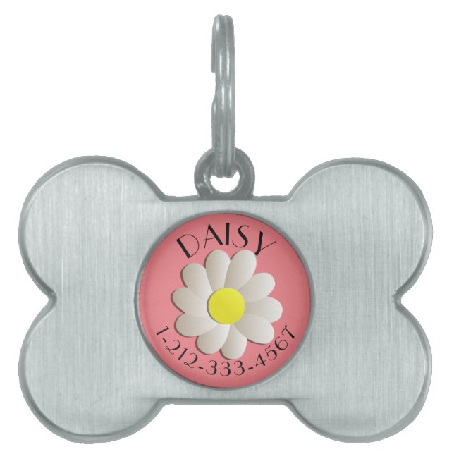 PLACA PARA MASCOTAS PERSONALIZADO DÍA FLORAL IDENTIFICACIÓN DE LA ETIQ (Frente)