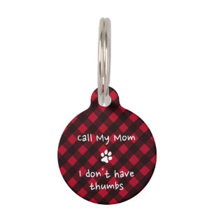 Placa Para Mascotas Personalizado divertido perro cachorro rojo cuadro