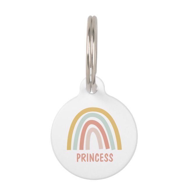Placa Para Mascotas Personalizado el arcoiris del Boho Pastel (Anverso)