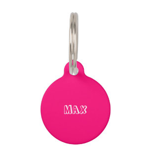 Placa Para Mascotas Personalizado fuchsia rosa caliente perro Nombre i