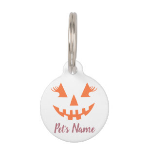 Placa Para Mascotas Personalizado Girly Jack O Lantern Pumpkin Hallowe