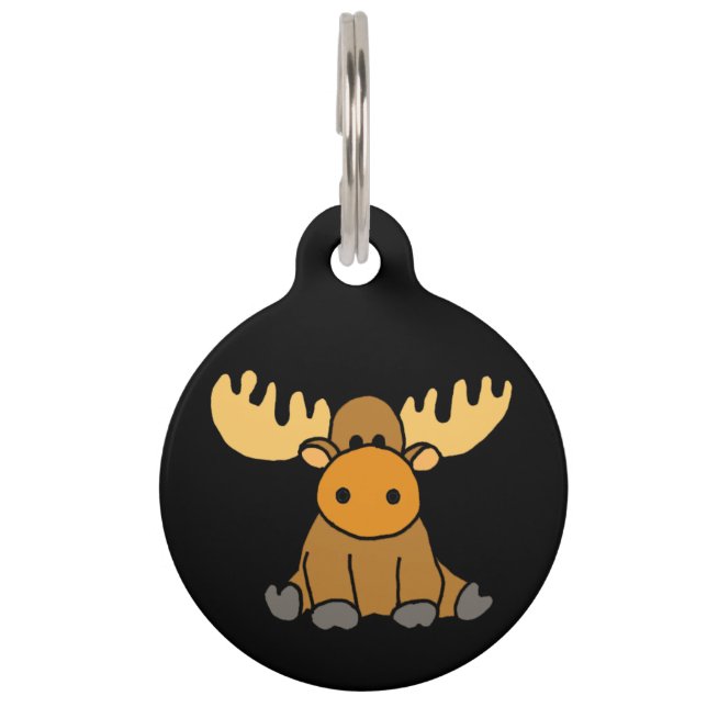 Placa Para Mascotas Personalizado Gracioso de Moose (Anverso)