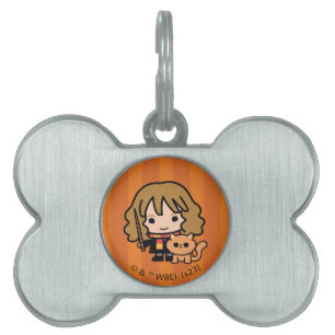 Placa Para Mascotas Personalizado Hermione y Crookshanks