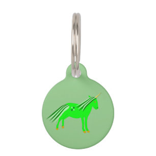 Placa Para Mascotas Personalizado irlandés verde y unicornio de oro