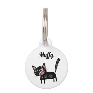 Placa Para Mascotas Personalizado Kitten Cat de Cuadrillo Negro