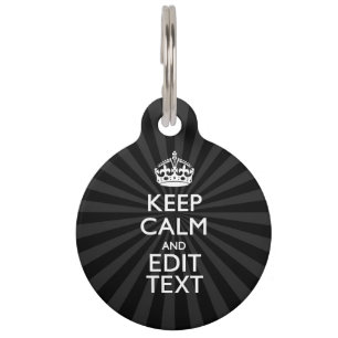 Placa Para Mascotas Personalizado MANTENGA LA CALMA y su texto