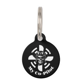 Placa Para Mascotas Personalizado Mi Copiloto, Piloto Calavera, Minima