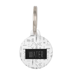 Placa Para Mascotas Personalizado moderno blanco negro monograma diver