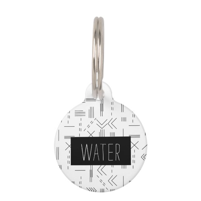 Placa Para Mascotas Personalizado moderno blanco negro monograma diver (Anverso)