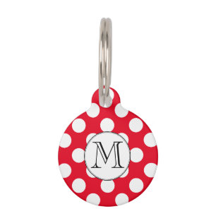 Placa Para Mascotas Personalizado Monograma de Punto de Polka Cudo Esc