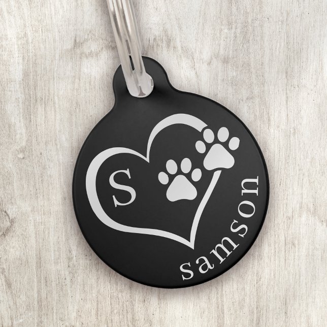 Placa Para Mascotas Personalizado Monograma Paw Print Dog (Subido por el creador)