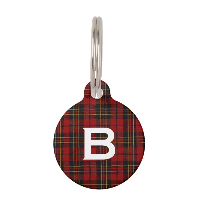 Placa Para Mascotas Personalizado Monogramed Brodie Plaid Dog Tag (Anverso)