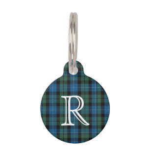 Placa Para Mascotas Personalizado Monogramed MacKirdy Plaid Dog Etique