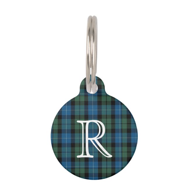 Placa Para Mascotas Personalizado Monogramed MacKirdy Plaid Dog Etique (Anverso)