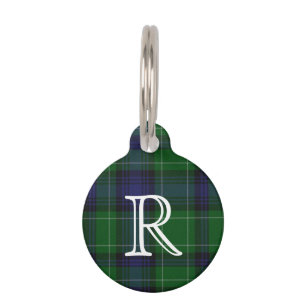 Placa Para Mascotas Personalizado Monogramo Abercrombie Plaid Dog Tag