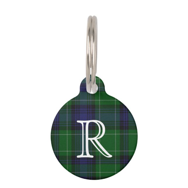 Placa Para Mascotas Personalizado Monogramo Abercrombie Plaid Dog Tag (Anverso)