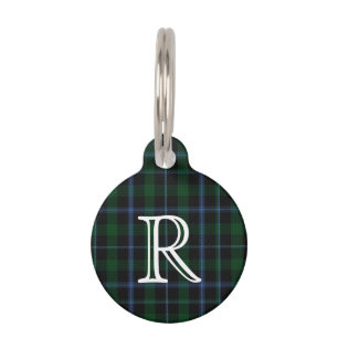 Placa Para Mascotas Personalizado Monogramo Murray Plaid Dog Tag