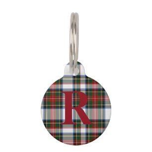 Placa Para Mascotas Personalizado Monogramo Stewart Vestido Replaid Do