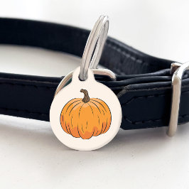 Placa Para Mascotas Personalizado naranja Ilustracion de calabaza otoñ