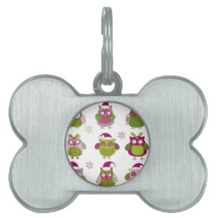 Placa Para Mascotas personalizado navidades búho lindo vector