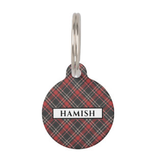Placa Para Mascotas Personalizado negro rojo y crema con estampado de