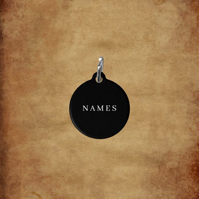 Placa Para Mascotas Personalizado negro simple Añadir su nombre elegan (Subido por el creador)