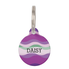 Placa Para Mascotas Personalizado ondulado de colores púrpura y rosa
