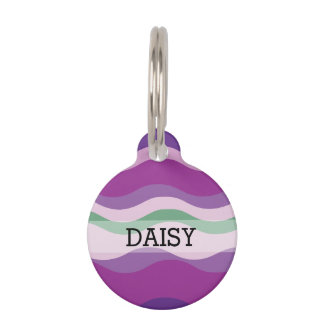 Placa Para Mascotas Personalizado ondulado de colores púrpura y rosa