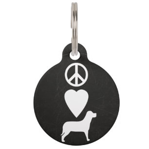 Placa Para Mascotas Personalizado Paz Amor Perros Personalizado Etique