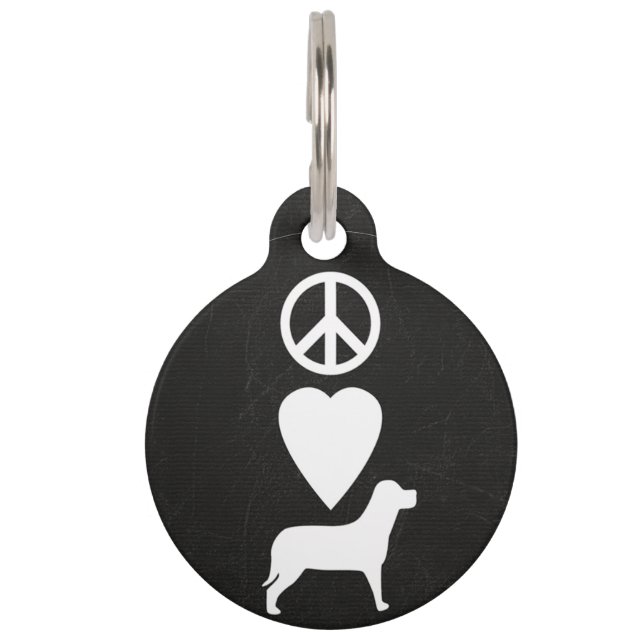 Placa Para Mascotas Personalizado Paz Amor Perros Personalizado Etique (Anverso)