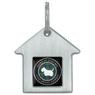 Placa Para Mascotas Personalizado perro escocés Armstrong Tartan